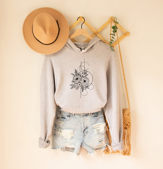 Geometric Floral Fleece Hoodie
