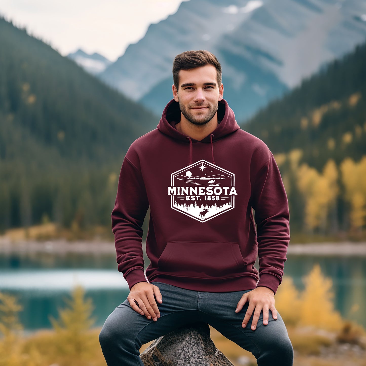 Minnesota 1858, Mens Hooded Sweatshirt