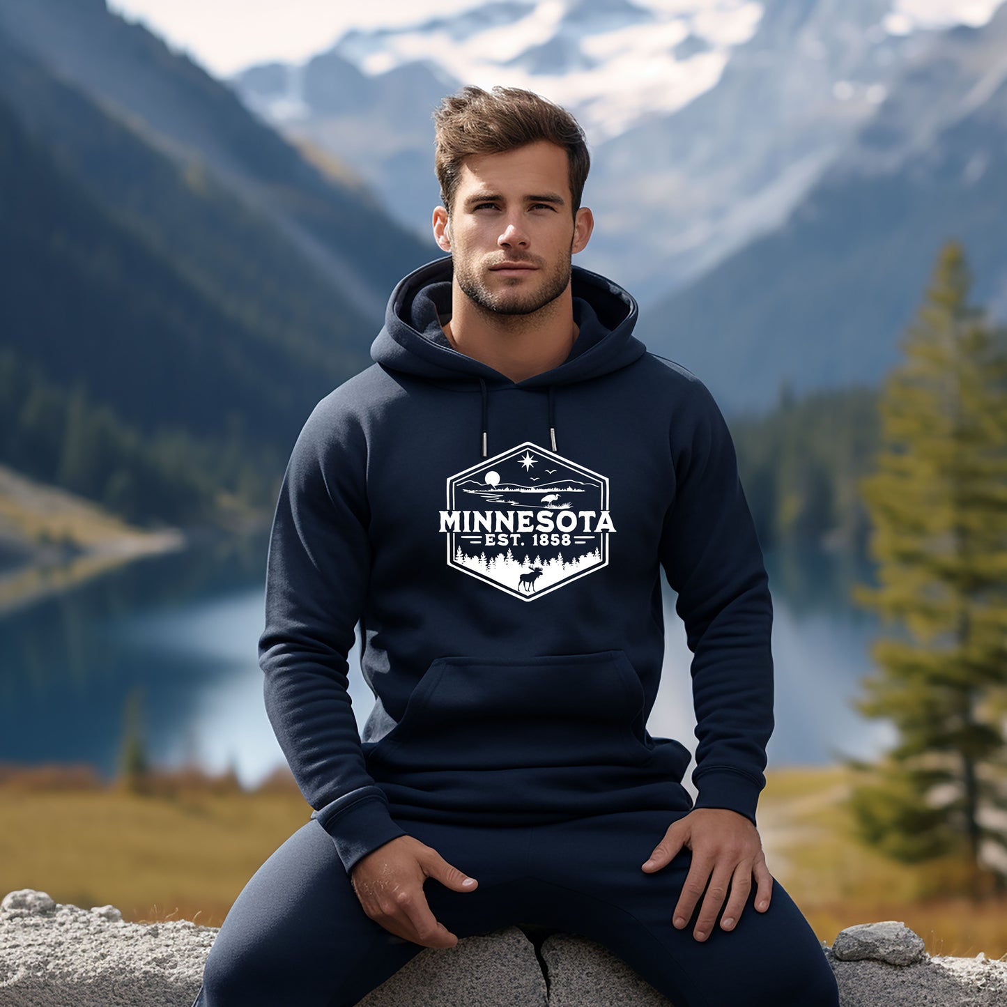 Minnesota 1858, Mens Hooded Sweatshirt