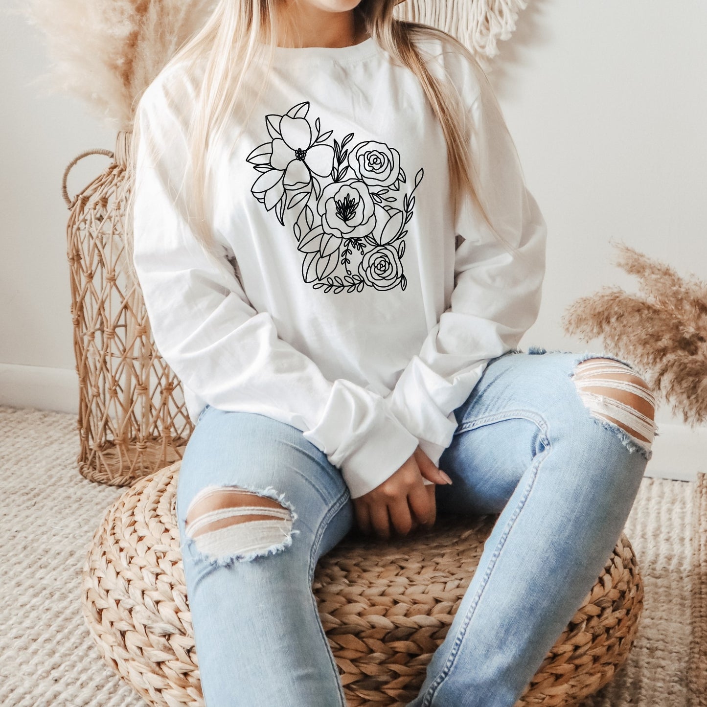 Wisconsin Floral Long Sleeve Tee