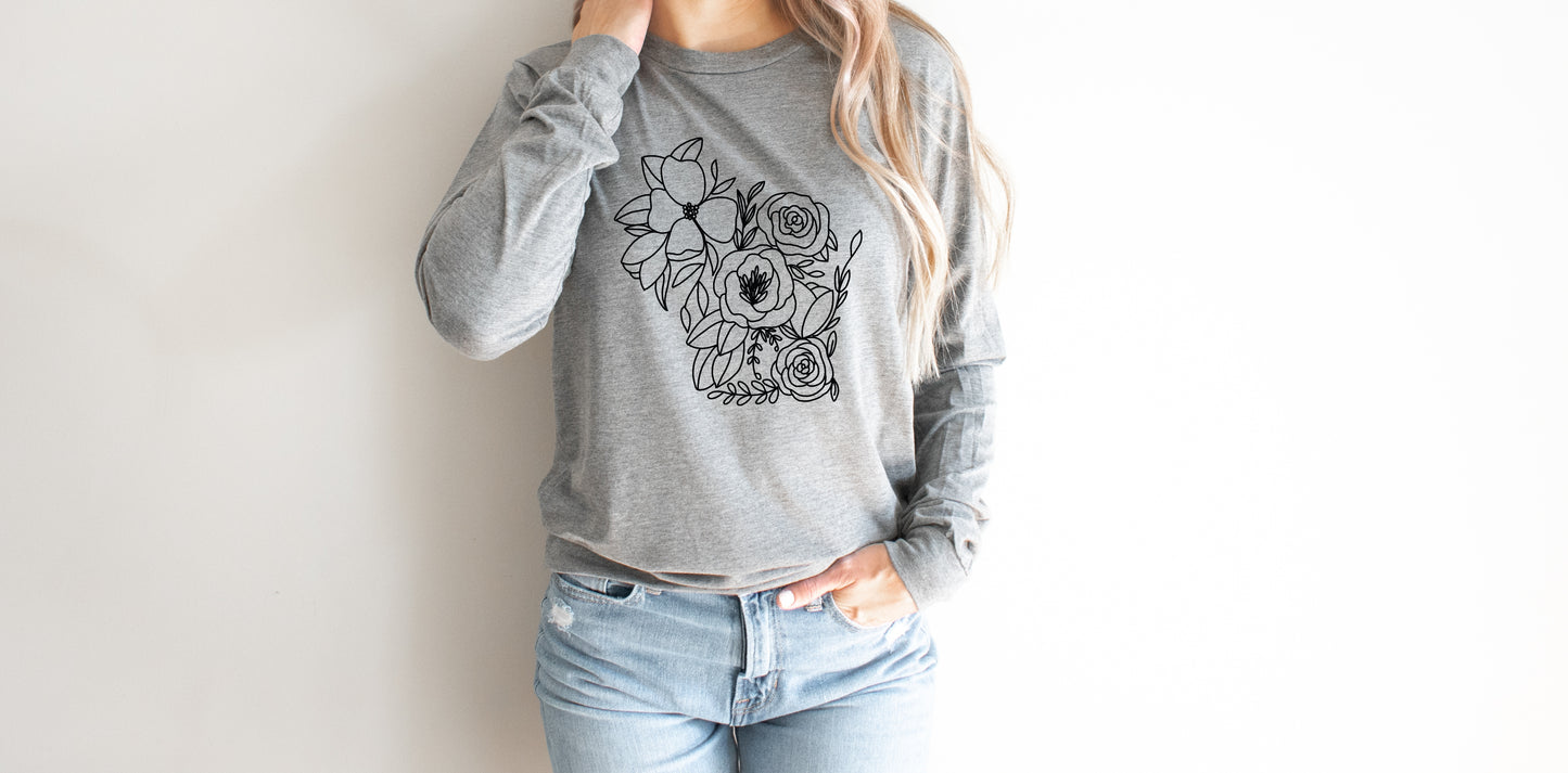 Wisconsin Floral Long Sleeve Tee