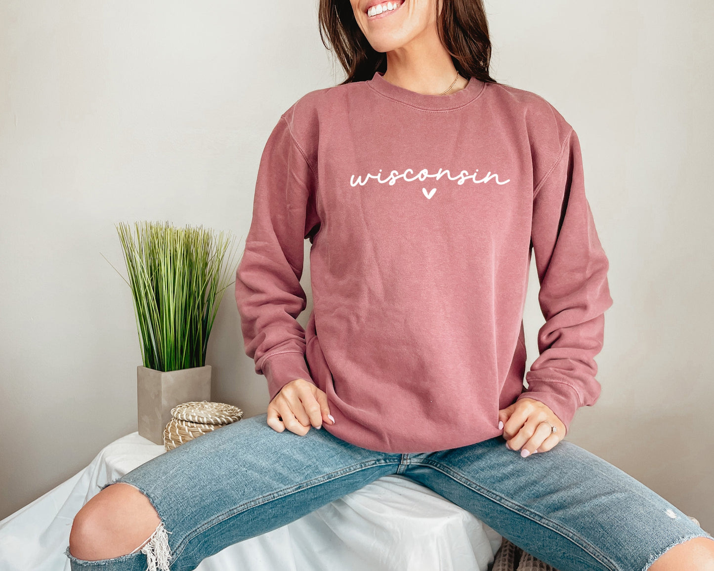 Wisconsin Heart Cotton Crewneck