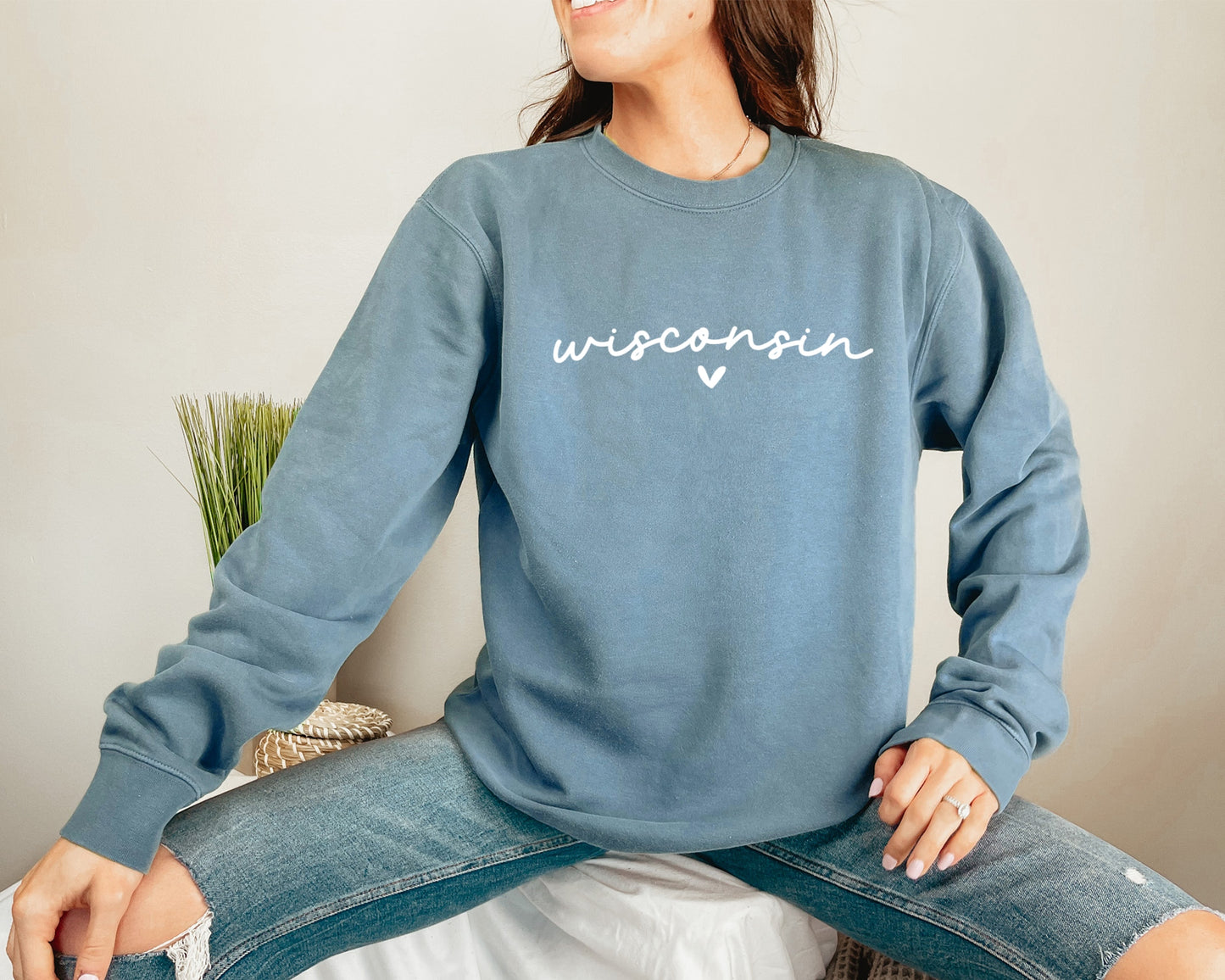 Wisconsin Heart Cotton Crewneck