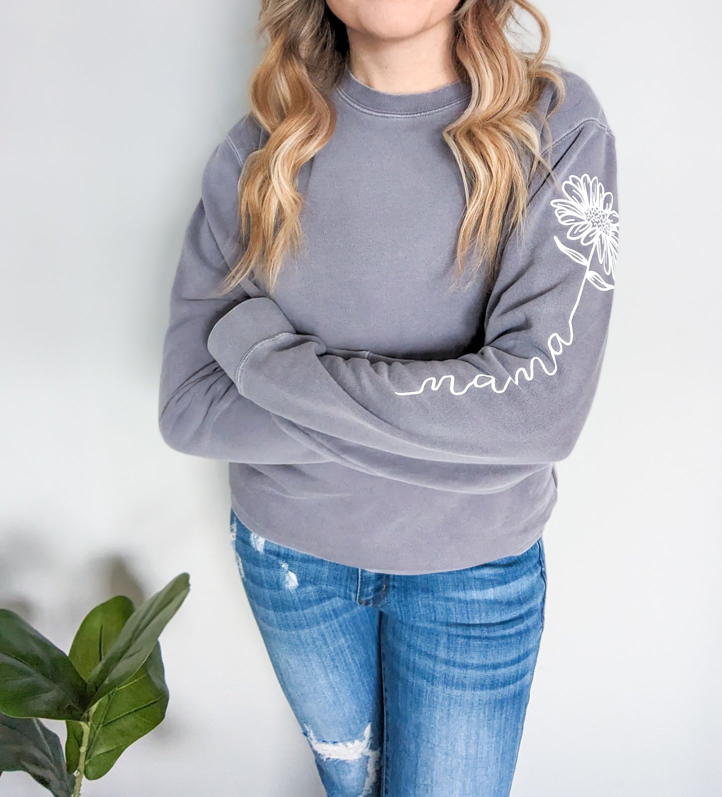 Mama Flower Cotton Crewneck