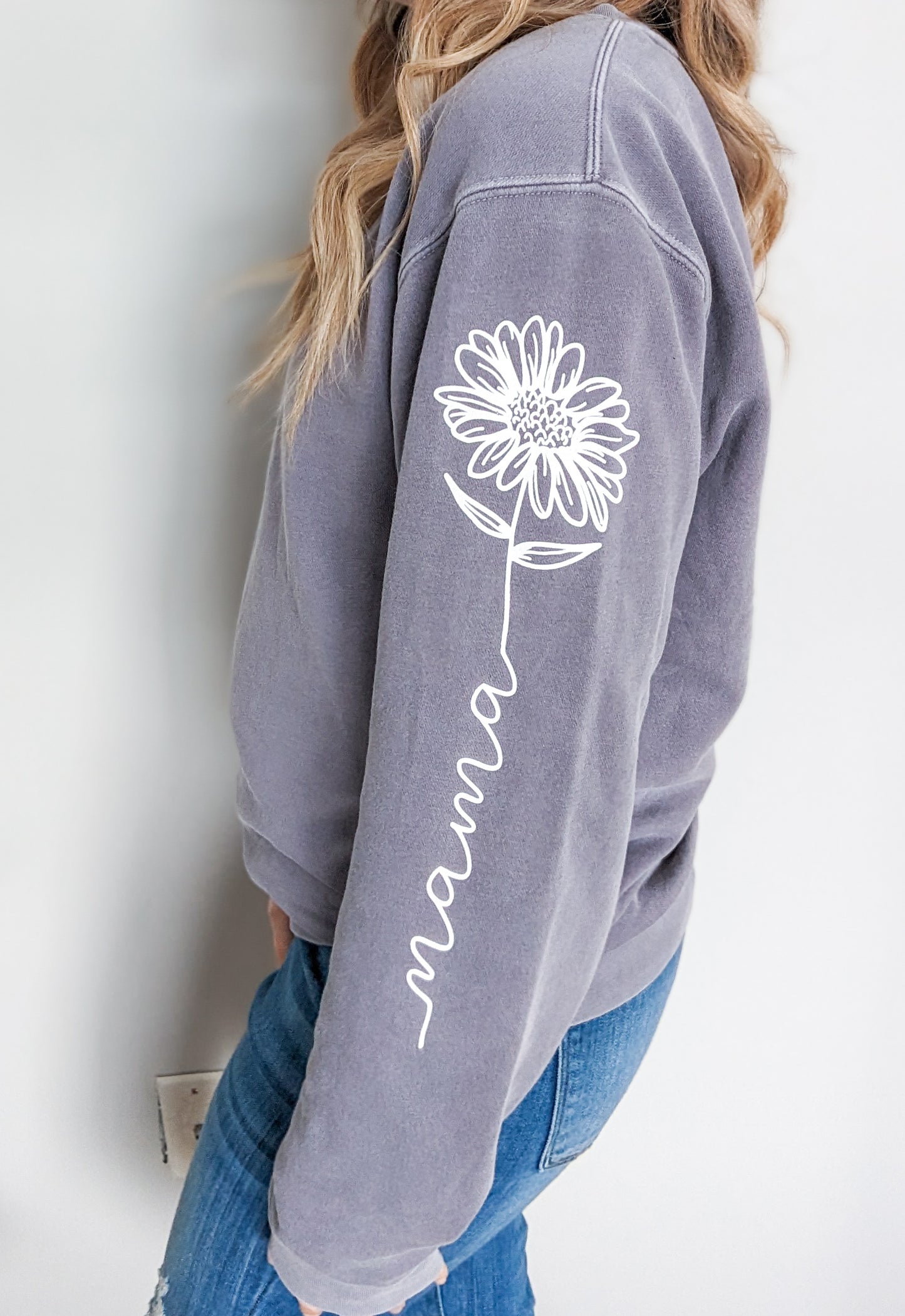 Mama Flower Cotton Crewneck