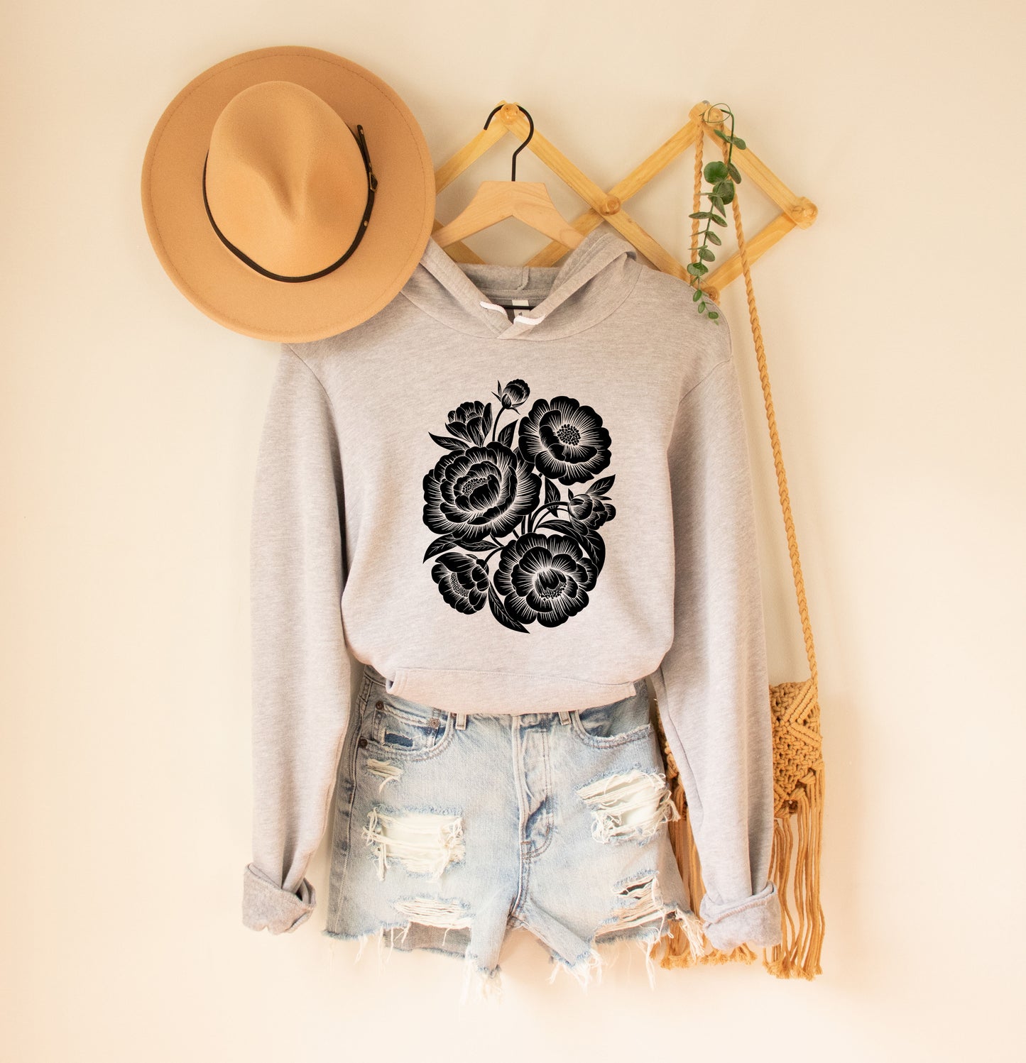 Chic Floral Fleece Hoodie