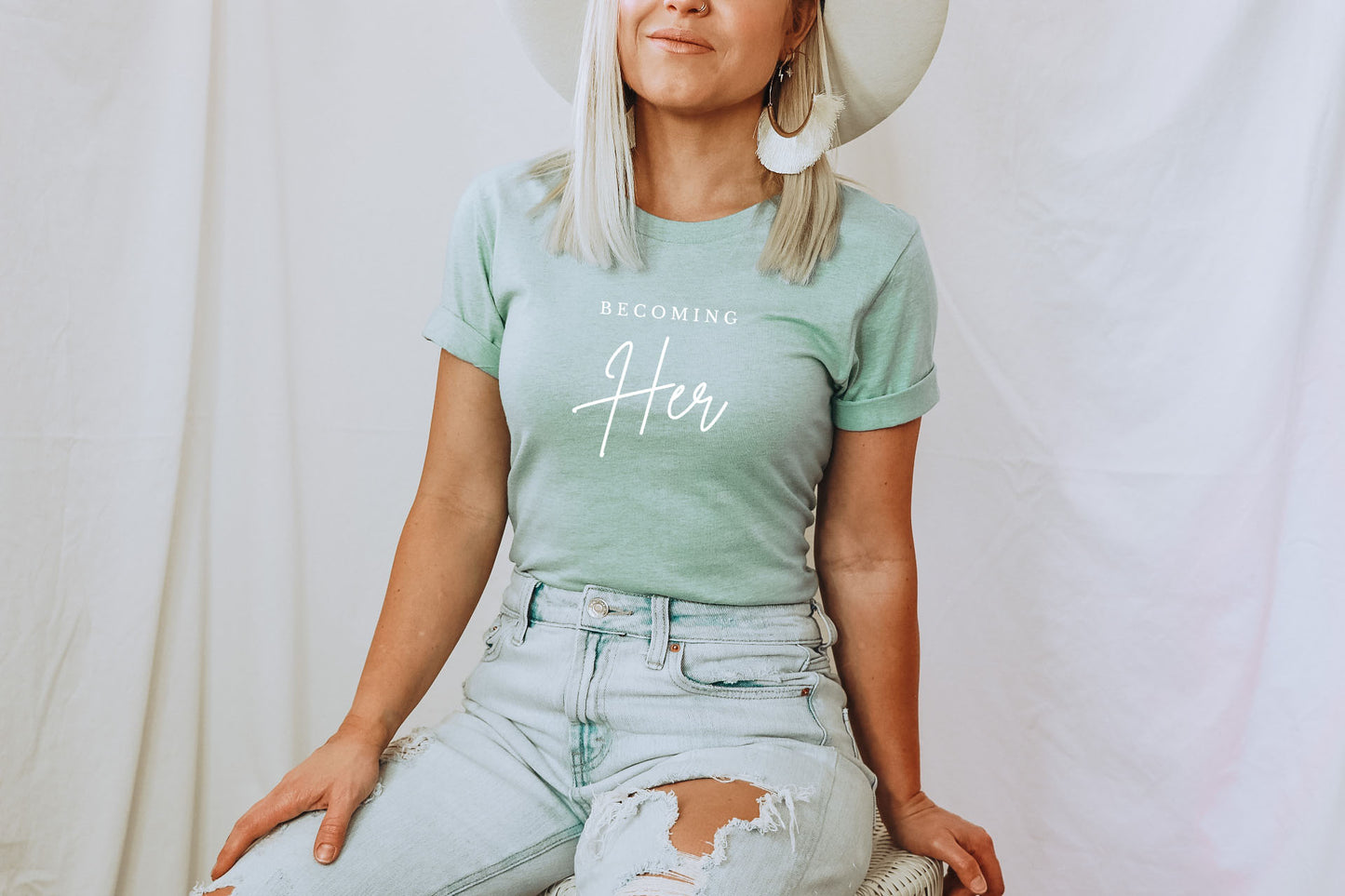 Becoming Her Tee - Positive Saying