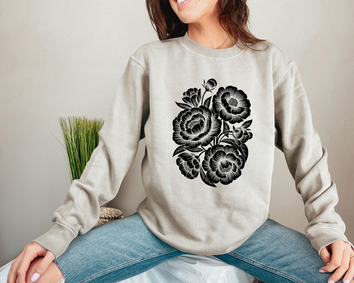 Chic Floral Cotton Crew